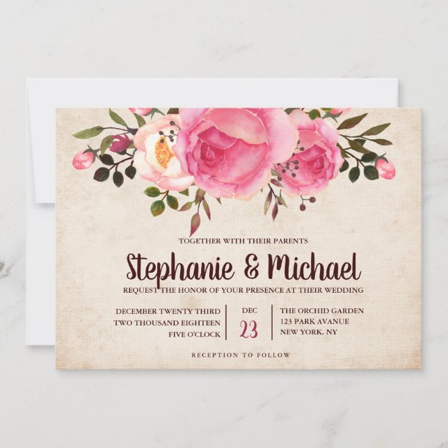 Rustic Country Classy Floral Faire-part de mariage (Devant)
