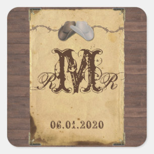 Rustic Country Cowboy hat Monogram Sticker