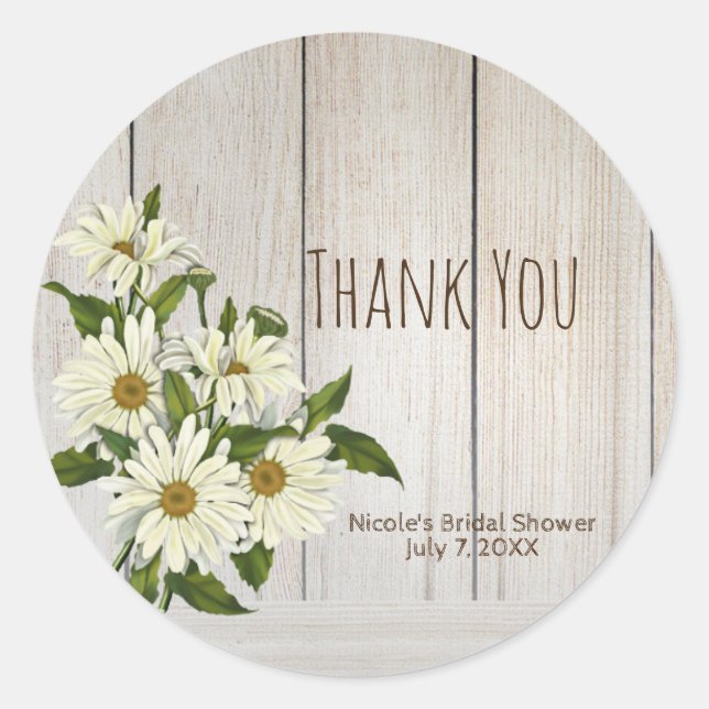Rustic Country Daisies Daisy Blume Runder Aufkleber (Vorderseite)