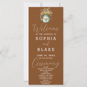 Rustic Country Daisies Tawny Brown Wedding Program