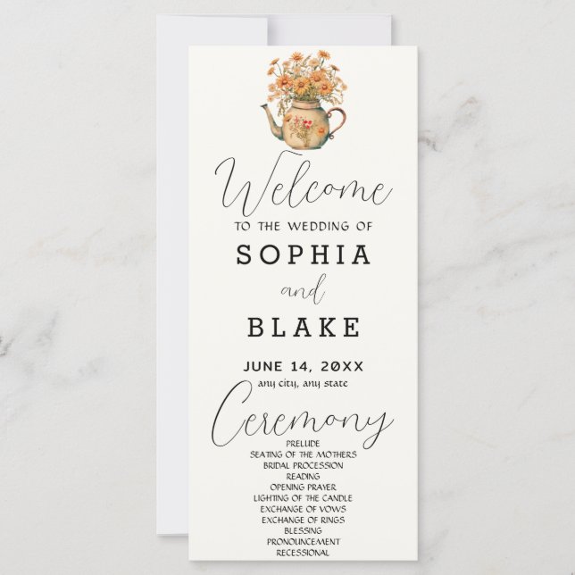 Rustic Country Daisies White Cream Wedding Program (Vorderseite)