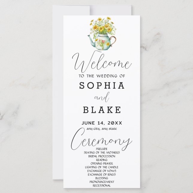 Rustic Country Daisies White Wedding Program (Vorderseite)