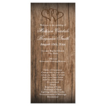 Rustic Country Double Hearts Wood Wedding Programm