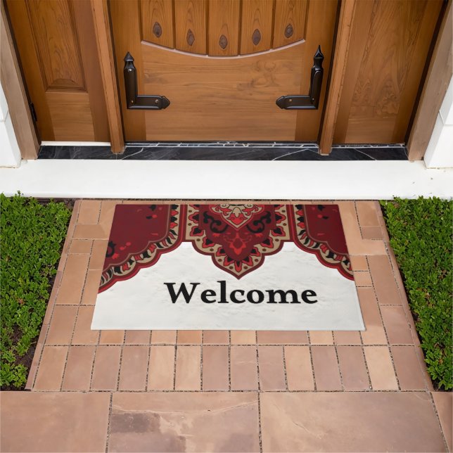 Rustic Country Entryway Doormat with Decorative Ar Fußmatte (Außenbereich)