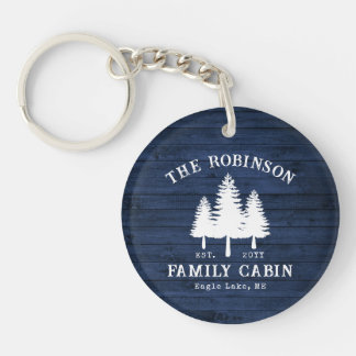 Rustic Country Family Cabine Arbres Blue Wood Impr