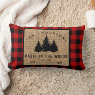 Rustic Country Family Name Cabin in the Woods Lendenkissen