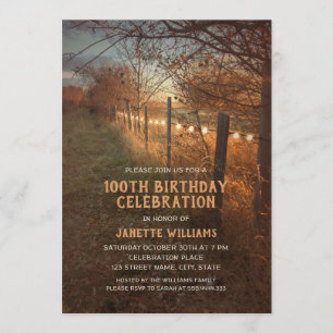 Rustic Country Farm Invitations du 100e anniversai