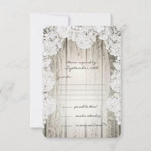 Rustic Country Faux Lace Barnwood Wedding RSVP