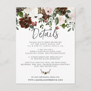Rustic Country Floral Boho Hochzeiten Gastdetails Begleitkarte