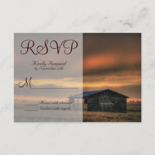 Rustic Country Grange Love Wedding Cartes RSVP