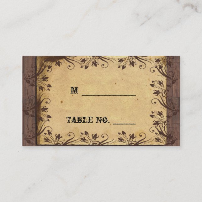Rustic Country Grange Mariage Bois Cartes de Place (Devant)