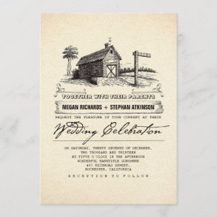 Rustic Country Grange Mariage Invitations