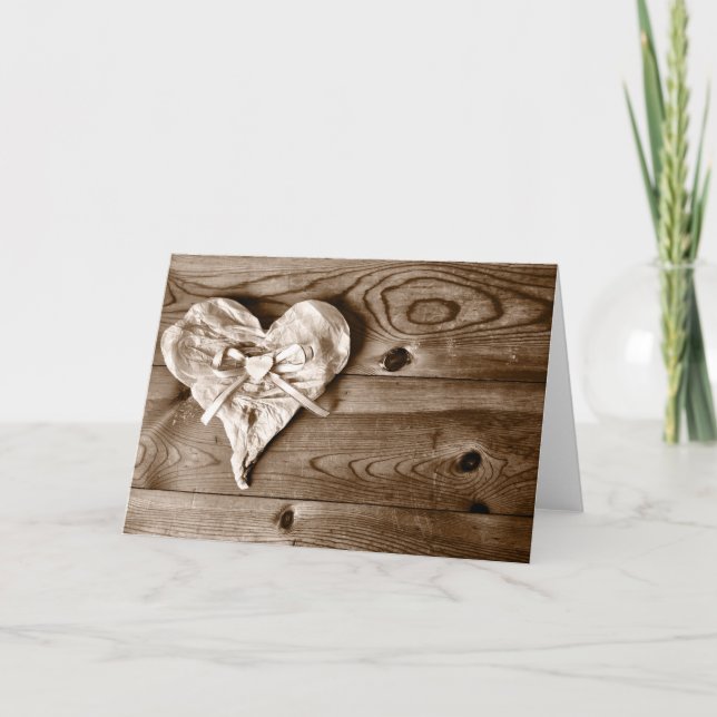 Rustic Country Grange Wood Heart Carte de voeux (Devant)