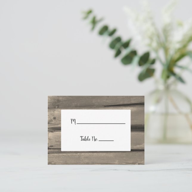 Rustic Country Grange Wood Mariage Carte de place (Debout devant)