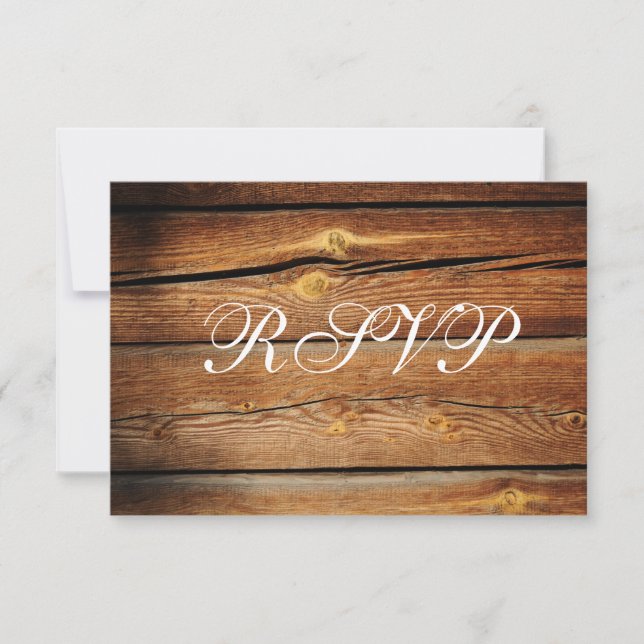 Rustic Country Grange Wood Wedding Cartes RSVP (Devant)