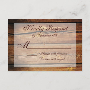 Rustic Country Grange Wood Wedding Cartes RSVP
