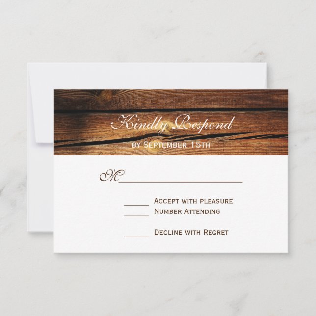 Rustic Country Grange Wood Wedding Cartes RSVP (Devant)
