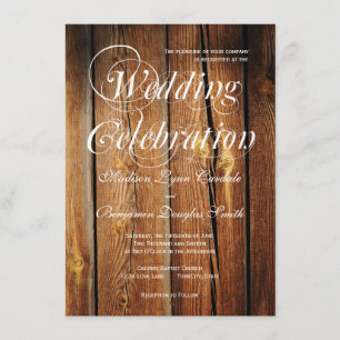 Rustic Country Grange Wood Wedding Invitations