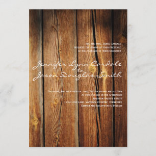 Rustic Country Grange Wood Wedding Invitations