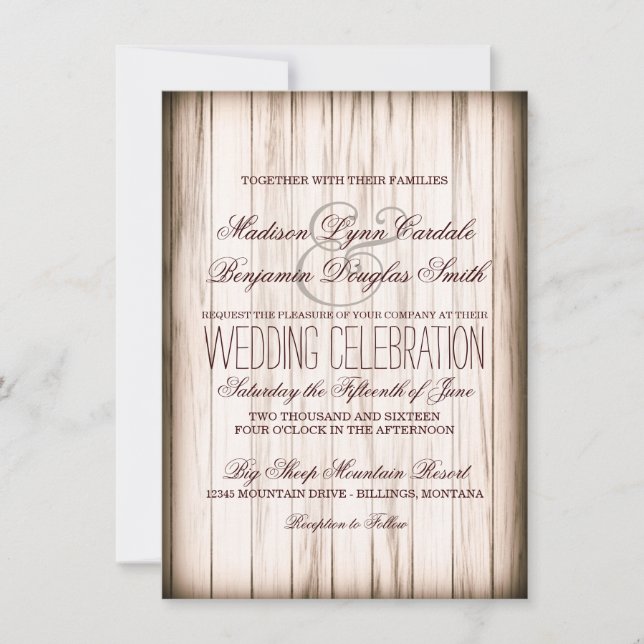 Rustic Country Grange Wood Wedding Invitations (Devant)
