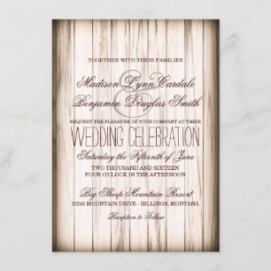 Rustic Country Grange Wood Wedding Invitations