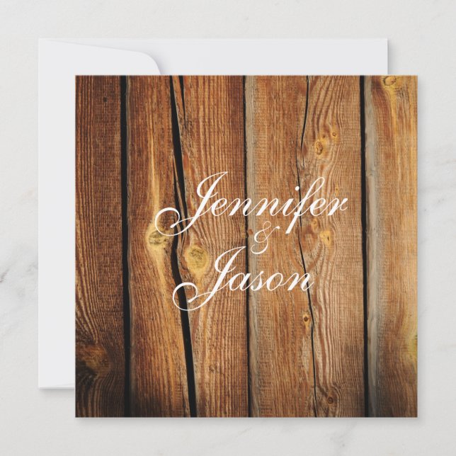 Rustic Country Grange Wood Wedding Invitations (Devant)