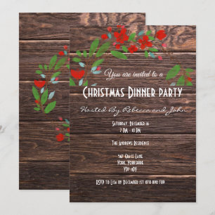 Rustic Country Holiday Dîner de Noël Invitation
