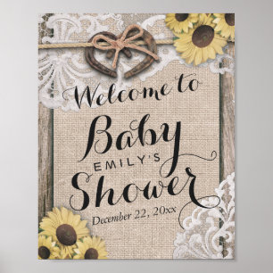 Rustic Country Horseshoe Affiche de bienvenue Baby