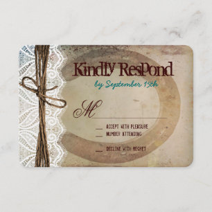 Rustic Country Horseshoe Aquamarin Wedding RSVP Ca