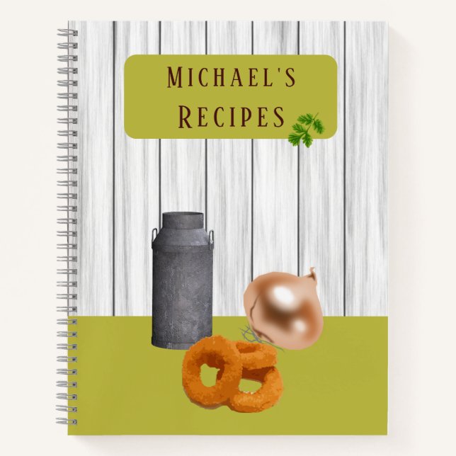 Rustic Country Kitchen with Name Recipe Book Notizbuch (Vorderseite)