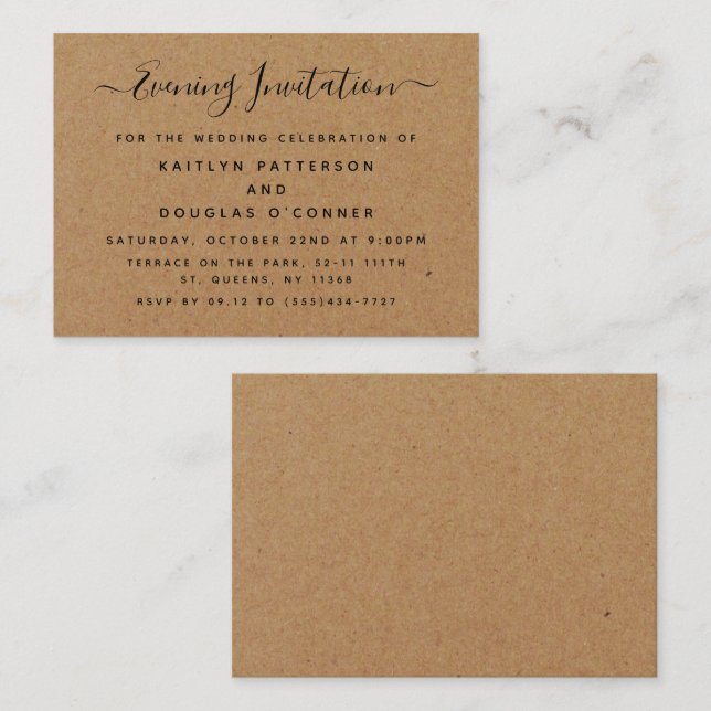 Rustic Country Kraft Abend Event Ticket Einladung (Vorne/Hinten)