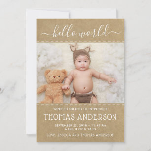 Rustic Country Kraft Faire-part de naissance photo