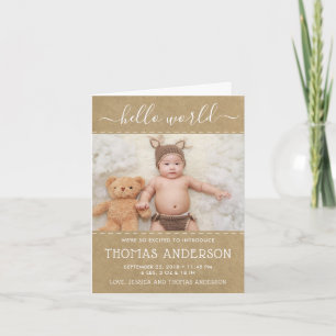 Rustic Country Kraft Faire-part de naissance photo