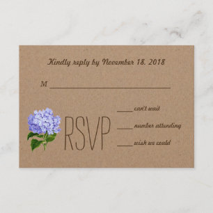 Rustic Country Kraft Paper Blue Hydrangea UAWG RSVP Karte