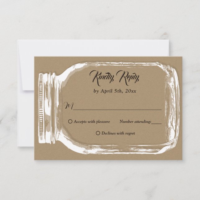 Rustic Country Kraft Paper Mason Jar Wedding RSVP (Vorderseite)