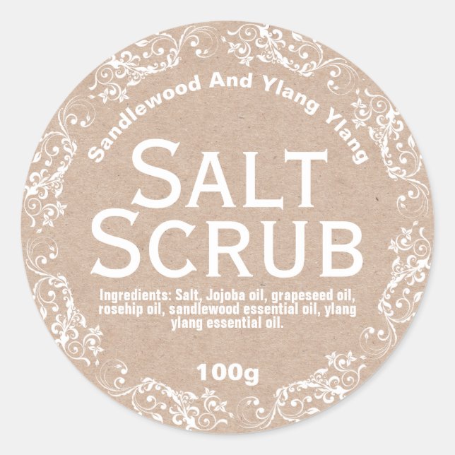 Rustic Country Kraft Salt Scruter Étiquettes (Devant)