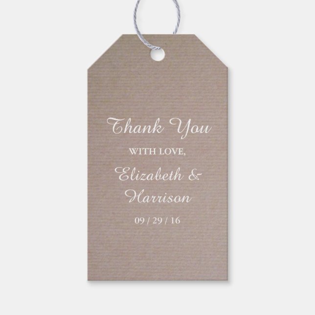 Rustic Country Kraft Wedding Vielen Dank für Ihr I Geschenkanhänger (Vorderseite)