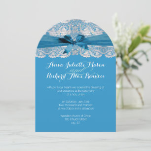 Rustic Country Lace Blue Wedding Einladungen