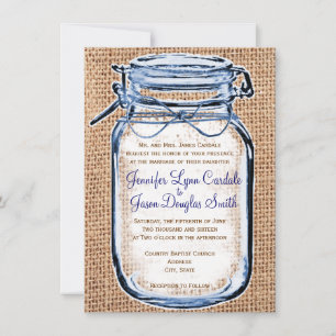 Rustic Country Mason Jar Burlap Einladung Hochzeit