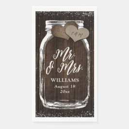 Rustic Country Mason Jar Wood Mr & Mrs. Wedding Serviette