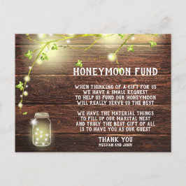 Rustic Country Mason String Lights Honeymoon Fund Postkarte