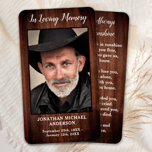 Rustic Country Memorial Photo Funeral Prayer Card
