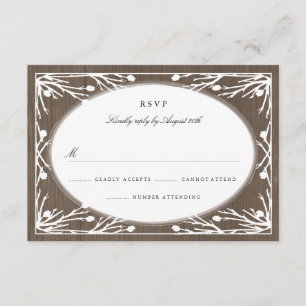 Rustic Country Monogram Wedding RSVP Karte