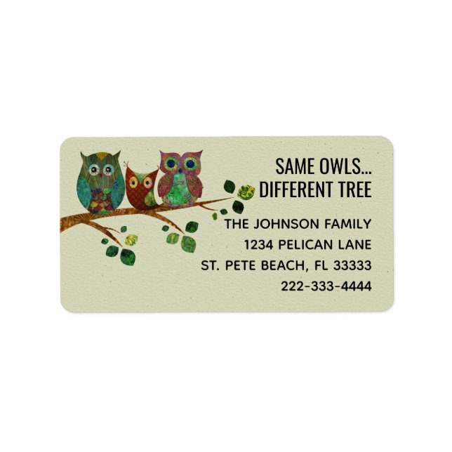 Rustic Country Owls Neue Zuhause Rücksendeadresse Adressaufkleber (Vorne)