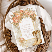 Rustic Country Peony Boots Baby Dusche