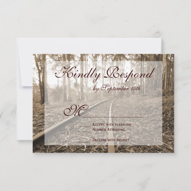 Rustic Country Railroad Tracks Mariage Cartes RSVP (Devant)