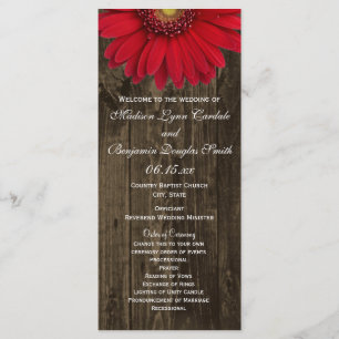 Rustic Country Red Daisy Programmes de mariage
