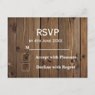 Rustic Country RSVP carte mariage dentelle bois