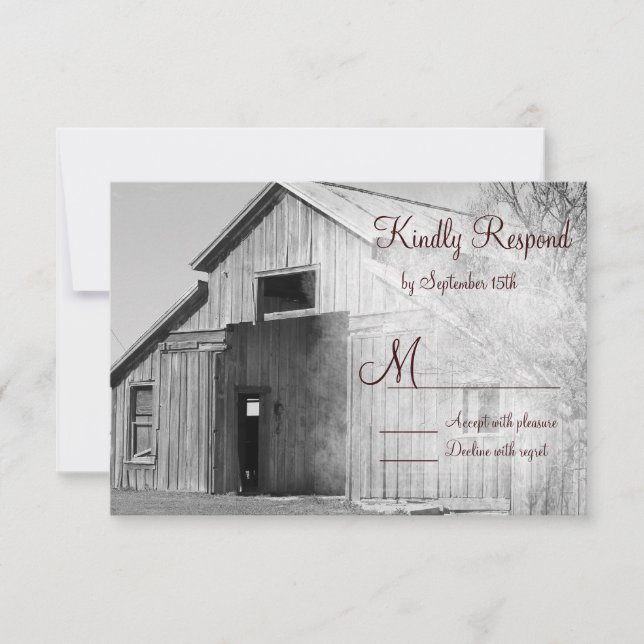 Rustic Country Rural Grange Mariage RSVP Cartes RS (Devant)