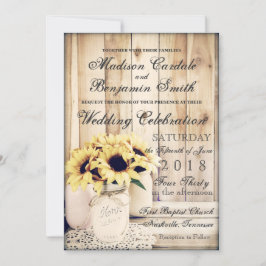 Rustic Country Sunflowers Mason Jar Wedding Einladung